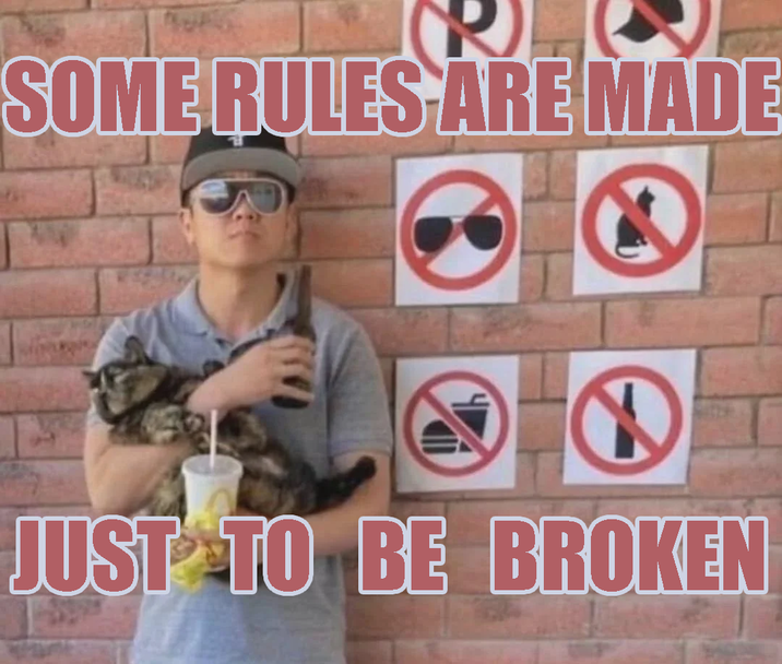 SOME RULES ARE MADE JUST TO BE BROKEN