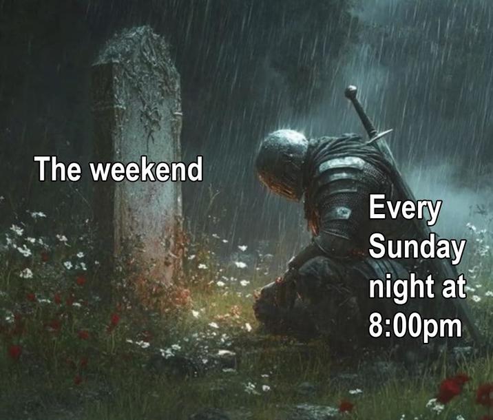 The weekend Every Sunday night at 8:00pm