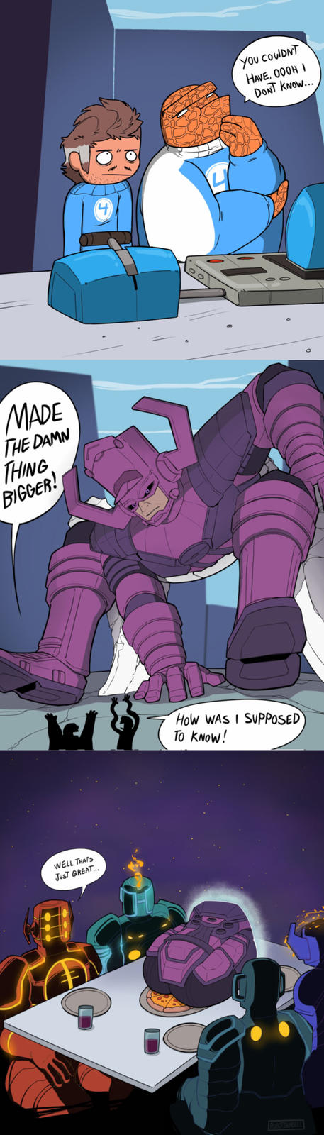 MADE THE DAMN THING BIGGER! WELL THAT'S JUST GREAT... (4) How WAS I SUPPOSED TO KNOW! ROBOTSEAGULL You coulDNT HAVE, 000H I DONT KNOW... 00