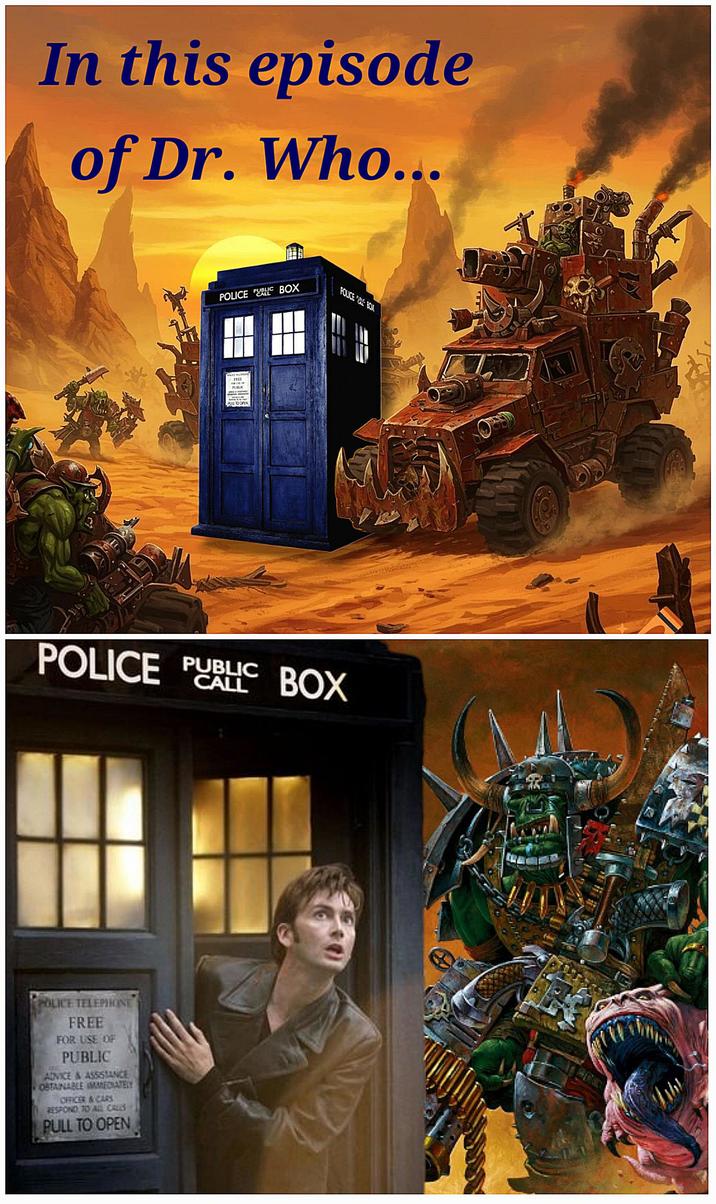 In this episode of Dr. Who... POLICE PUBLIC BOX FREE PUBLIC PULL TO OPEN FOLICE RE BOX POLICE PUBLIC BOX CALL POLICE TELEPHONE FREE FOR USE OF PUBLIC AINICE & ASSISTANCE OBTAINABLE IMMEDIATELY OFFICER & CARS RESPOND TO ALL CALLS PULL TO OPEN