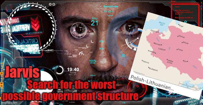 MAD JADITIA GAD MOR 00 May 21 THAS sofindia BALTIC SEA Riga Warsaw Lublin Kraków. Vinius Minsk 20 Jarvis 19:40 T May 20 100% AC *Budapest Купу Lwow RM Polish-Lithuanian... Search for the worst possible.government structure imgflip.com May ЗИБИЗ ЮЛИЗ
