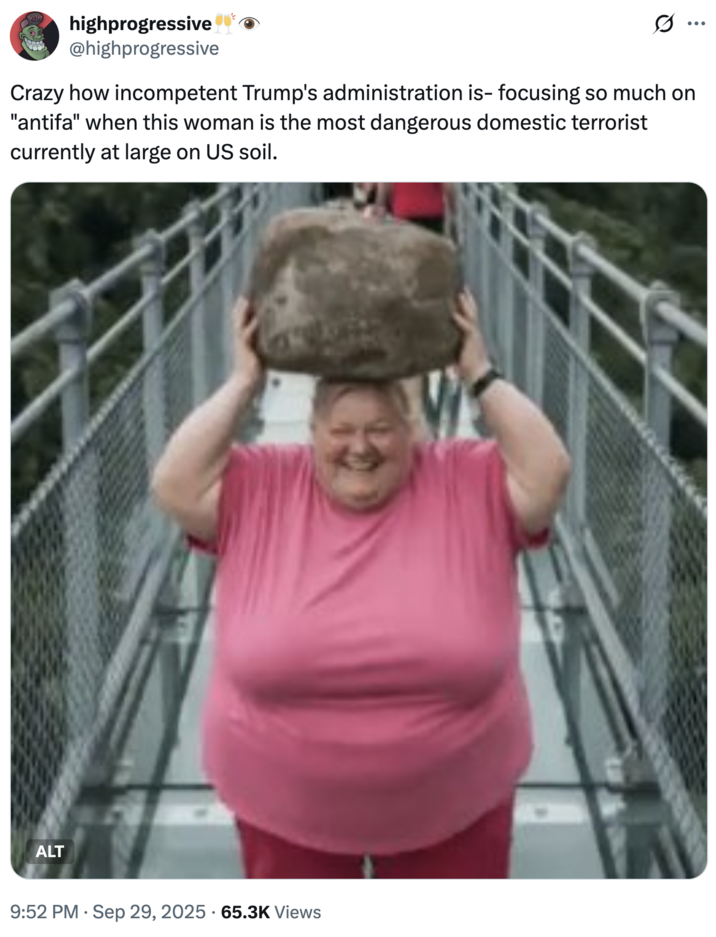 A "tweet":https://knowyourmeme.com/memes/sites/twitter-x about the "AI Video":https://knowyourmeme.com/memes/cultures/ai-video of a woman breaking a glass bridge by jumping backward with a big rock.