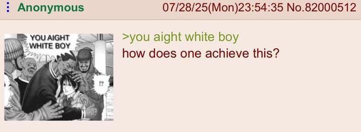 Anonymous YOU AIGHT WHITE BOY !? 07/28/25(Mon)23:54:35 No.82000512 >you aight white boy how does one achieve this?