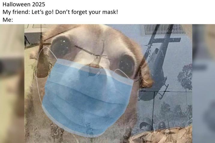 Halloween 2025 My friend: Let's go! Don't forget your mask! Me: