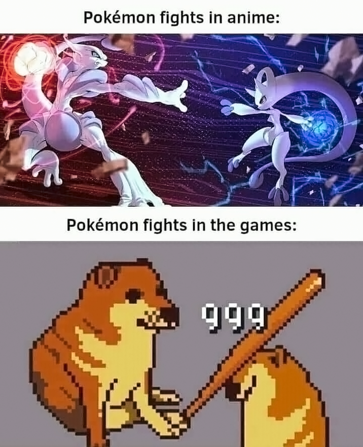 Pokémon fights in anime: Pokémon fights in the games: 999