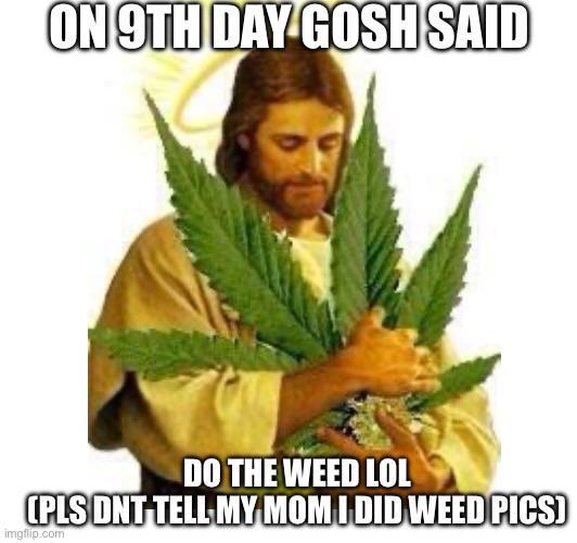 ON 9TH DAY GOSH SAID DO THE WEED LOL (PLS DNT TELL MY MOM I DID WEED PICS) imgflip.com