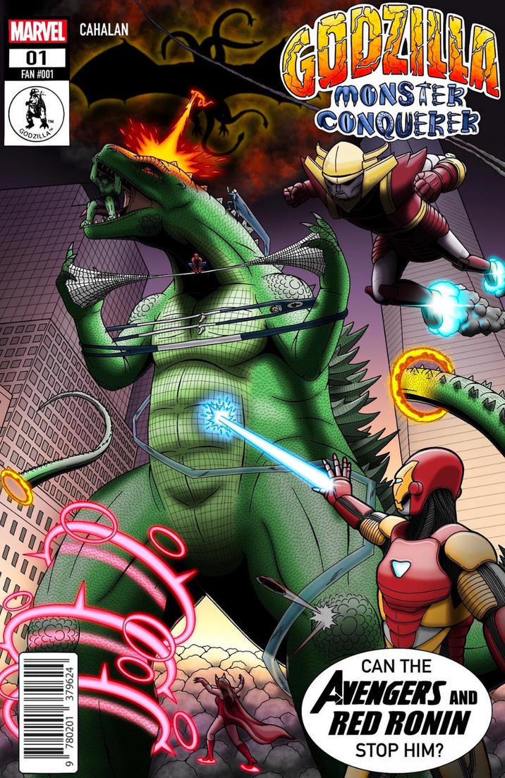 9780201379624" MARVEL CAHALAN 01 FAN #001 GODZILLA MONSTER CONQUERER CAN THE AVENGERS AND RED RONIN STOP HIM?