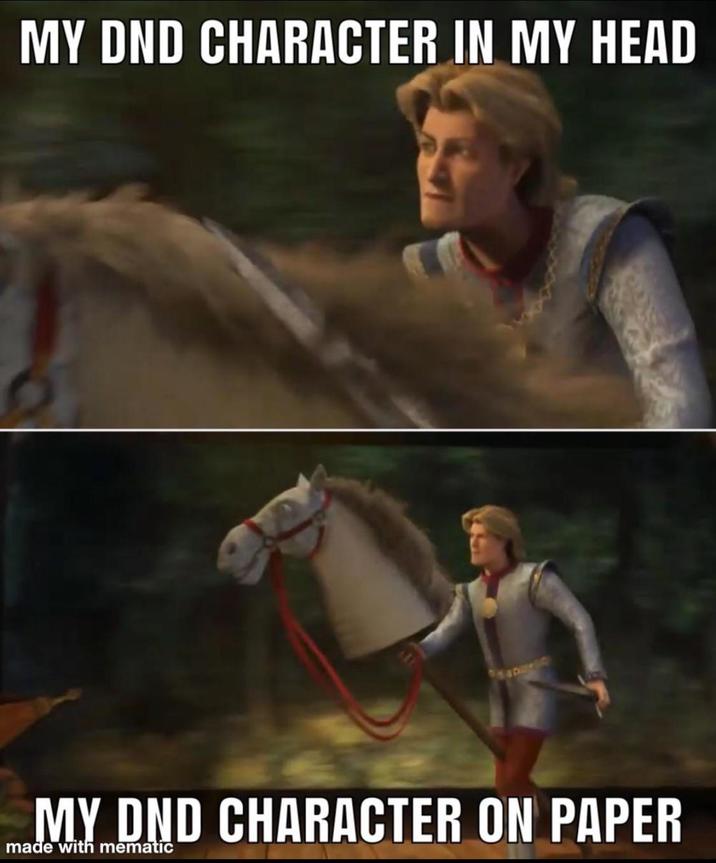 MY DND CHARACTER IN MY HEAD MY DND CHARACTER ON PAPER made with mematic