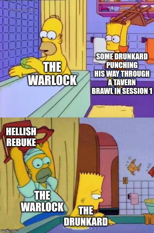 snoresville THE WARLOCK SOME DRUNKARD PUNCHING HIS WAY THROUGH A TAVERN BRAWL IN SESSION 1 HELLISH REBUKE THE WARLOCK (4) THE DRUNKARD ing ipccum 00