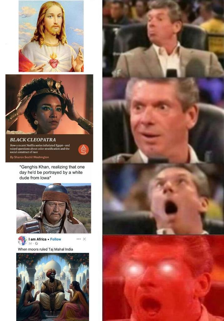 BLACK CLEOPATRA How a recent Netflix series infuriated Egypt-and raised questions about color stratification and the social construct of race By Sharon Sochil Washington AS *Genghis Khan, realizing that one day he'd be portrayed by a white dude from lowa* I am Africa Follow 3d-→ When moors ruled Taj Mahal India X