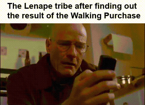 The Lenape tribe after finding out the result of the Walking Purchase