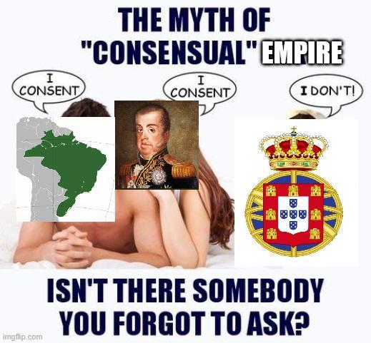 I CONSENT THE MYTH OF "CONSENSUAL" EMPIRE I CONSENT I DON'T! ☑ imgflip.com ISN'T THERE SOMEBODY YOU FORGOT TO ASK?