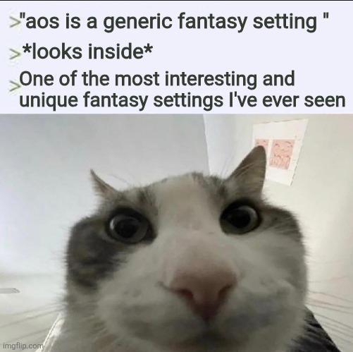 >"aos is a generic fantasy setting" >*looks inside* One of the most interesting and unique fantasy settings I've ever seen imgflip.com