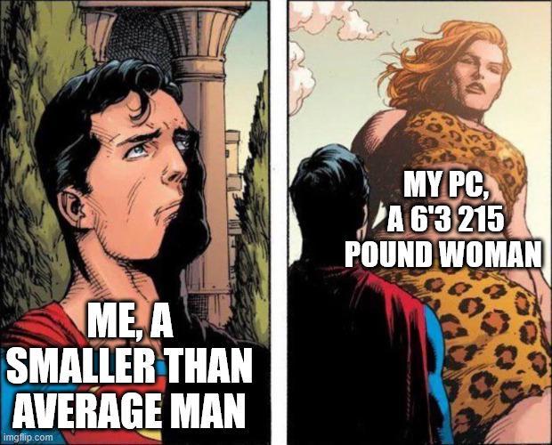 ME, A SMALLER THAN AVERAGE MAN imgflip.com MY PC, A 6'3 215 POUND WOMAN