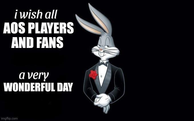 i wish all AOS PLAYERS AND FANS a very WONDERFUL DAY imgflip.com °