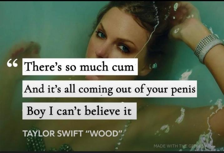 66 There's so much c-- And it's all coming out of your penis Boy I can't believe it TAYLOR SWIFT "WOOD" MADE WITH THE GENIUS APP