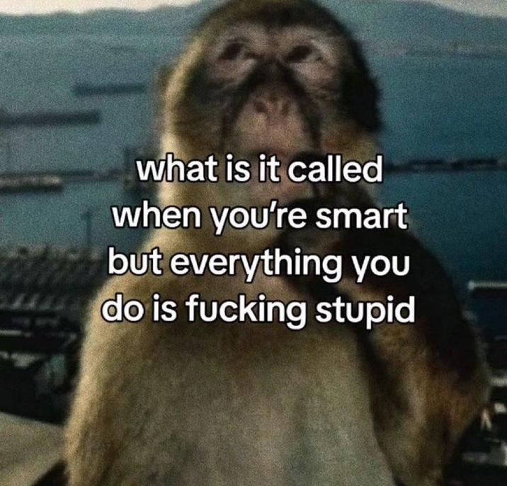 what is it called when you're smart but everything you do is f------ stupid