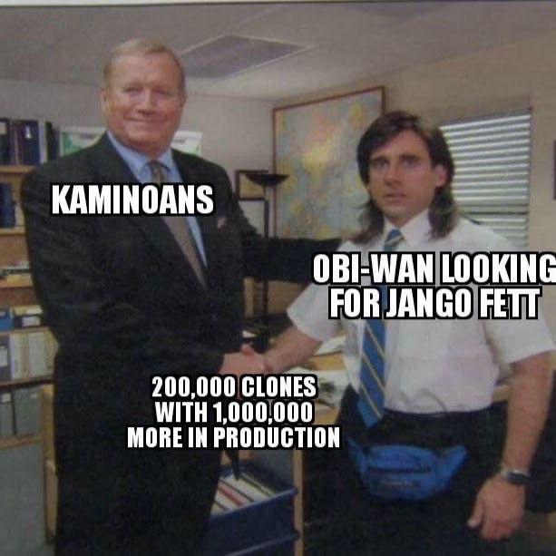 KAMINOANS OBI-WAN LOOKING FOR JANGO FETT 200,000 CLONES WITH 1,000,000 MORE IN PRODUCTION