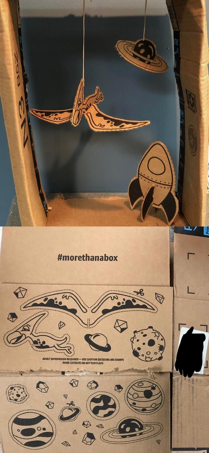 SAN #morethanabox L ADULT SUPERVISION REQUIRED-USE CAUTION (SCISSORS ARE SHARP) MORE CUTOUTS ON BOTTOM FLAPS น 4 L
