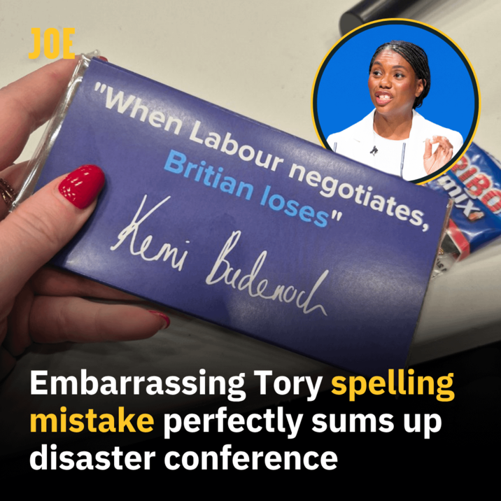 mix กล "When Labour negotiates, Britian loses" Kemi budech Embarrassing Tory spelling mistake perfectly sums up disaster conference