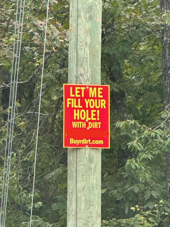 LET ME FILL YOUR HOLE! WITH DIRT Buyrdirt.com