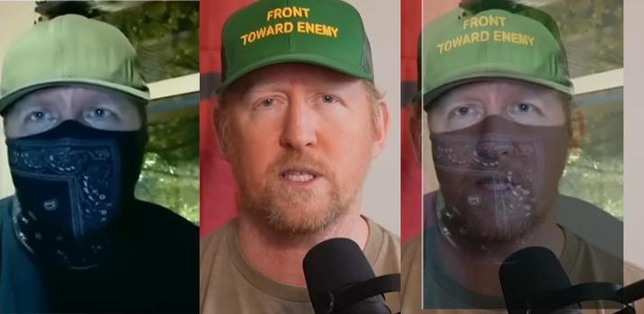 An image overlaying Robert O'Neill's face over a masked anonymous guest on Fox News. The image attempts to show that they're the same person.