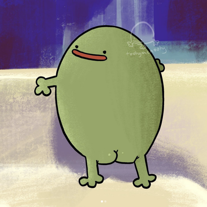 Instagram user @tootymcnooty posted artwork recreating the Frog Butt meme, gathering over 65,000 likes in four years.