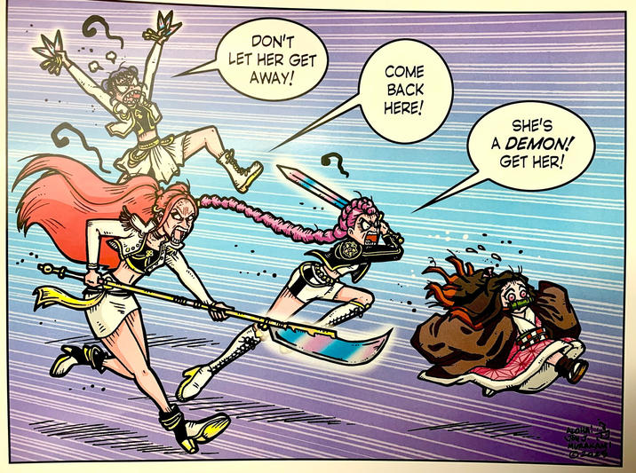 DON'T LET HER GET AWAY! COME BACK HERE! SHE'S A DEMON! GET HER! MURAKAMI