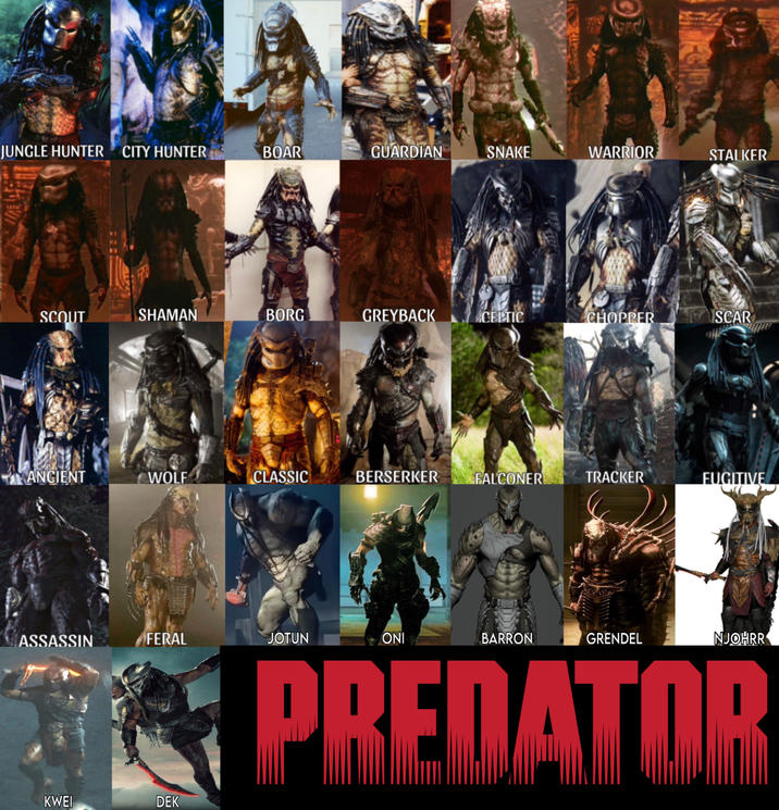 JUNGLE HUNTER CITY HUNTER BOAR GUARDIAN SNAKE WARRIOR STALKER SCOUT SHAMAN BORG GREYBACK CELTIC CHOPPER SCAR ANCIENT WOLF CLASSIC BERSERKER FALCONER TRACKER FUGITIVE ASSASSIN FERAL JOTUN ONI BARRON GRENDEL NJOHRR KWEI DEK PREDATOR