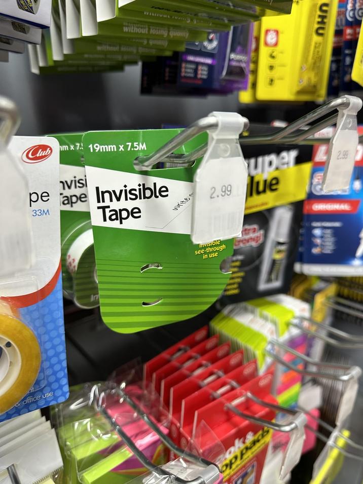 100% WISHONE TO without losing quanty g quainy without losing quo Clubmx7 19mm x 7.5M visi pe ape Invisible &office use 33M In Tape write uper 2.99 ue Invisible see-through ro in use Zoke op pads 53 UHU GRIGINAL
