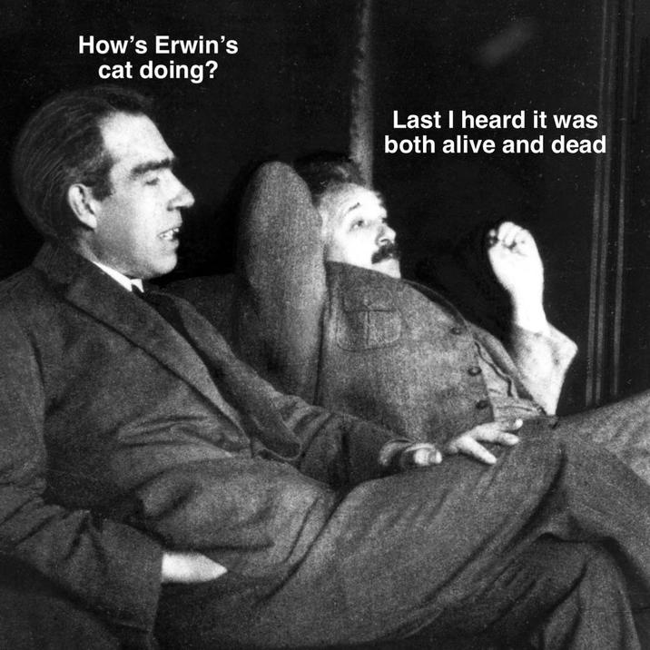 How's Erwin's cat doing? Last I heard it was both alive and dead