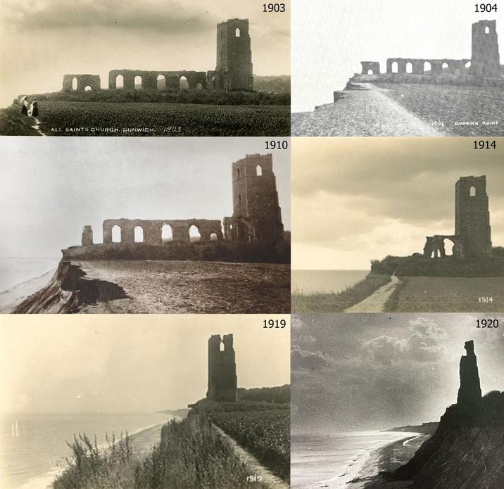 1903 ALL SAINTS CHURCH. DUNWICH. 1903 1910 1919 4904 1904 DURWICH Rum 1914 1914 1919 1920