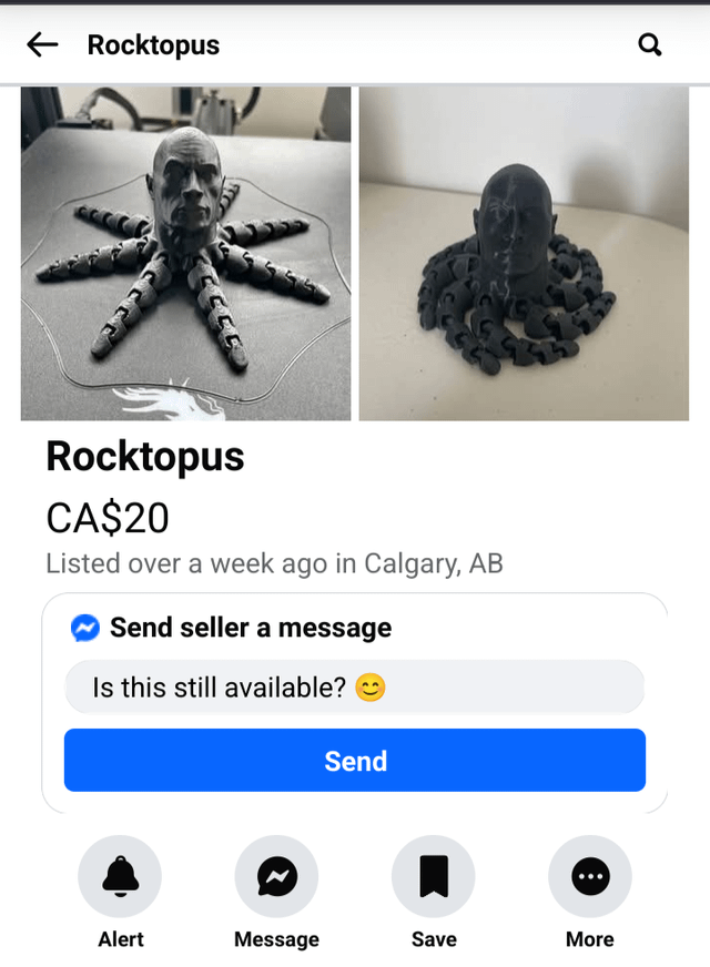 a ← Rocktopus Rocktopus CA$20 Listed over a week ago in Calgary, AB Send seller a message Is this still available? Send Alert Message Save More