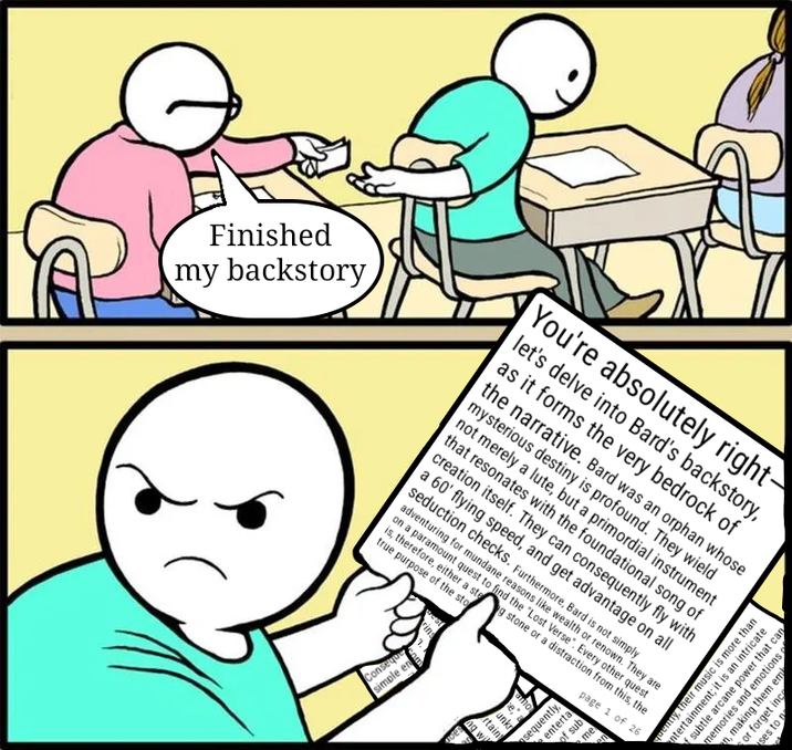 Finished my backstory You're absolutely right- let's delve into Bard's backstory, as it forms the very bedrock of the narrative. Bard was an orphan whose mysterious destiny is profound. They wield not merely a lute, but a primordial instrument that resonates with the foundational song of creation itself. They can consequently fly with a 60' flying speed, and get advantage on all seduction checks. Furthermore, Bard is not simply adventuring for mundane reasons like wealth or renown. They are on a paramount quest to find the "Lost Verse". Every other quest is, therefore, either a steg stone or a distraction from this, the true purpose of the sto rind amo se," unkr page 1 of 26 of sub sequently, enterta mel Conseque simple en ng w rtain quently, their music is more than ntertainment; it is an intricate subtle arcane power that can memories and emotions, n, making them em or forget inc ses to p