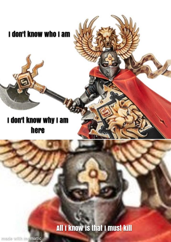 I don't know who I am I don't know why I am here All I know is that I must kill made with mematic