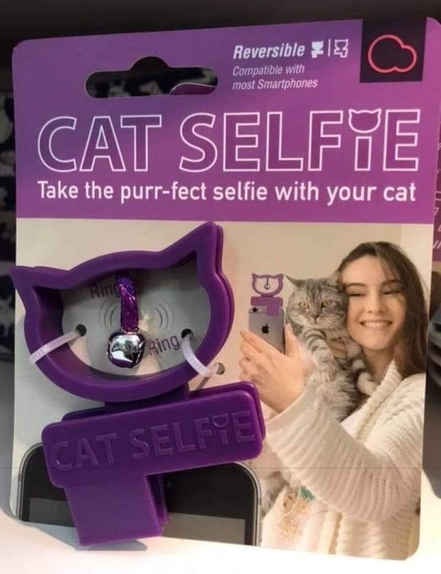 Reversible Compatible with most Smartphones CAT SELFIE Take the purr-fect selfie with your cat Ring Ring DI CAT SELFIE