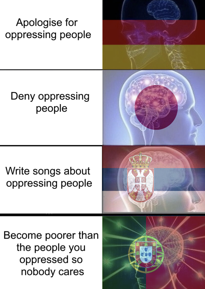 Apologise for oppressing people Deny oppressing people Write songs about oppressing people Become poorer than the people you oppressed so nobody cares