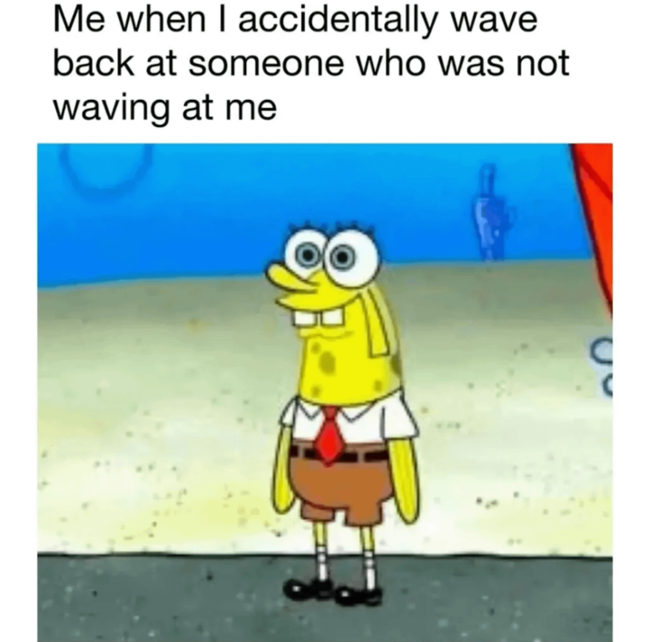 Me when I accidentally wave back at someone who was not waving at me