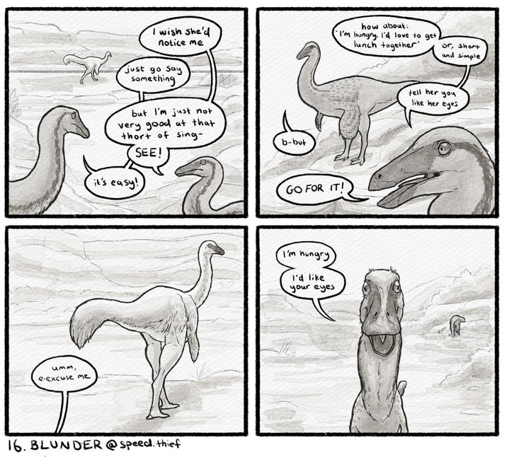 umm, e-excuse me wish she'd notice me how about: I'm hungry. I'd love to get, lunch together or, short and simple just go Say Something but I'm just not very good at that thort of sing- SEE! it's easy! 16. BLUNDER @speed. thief b-but GO FOR IT! I'm hungry I'd like your eyes tell her you like her eyes