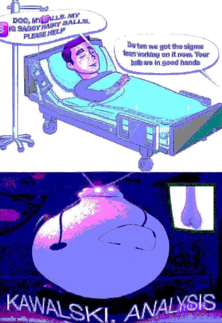 DOC, MY BALLS. MY IG SAGGY HAIRY BALLS. PLEASE HELP Dw fam we got the sigma feam working on it now. Your bells are in good hands KAWALSKI. ANALYSIS