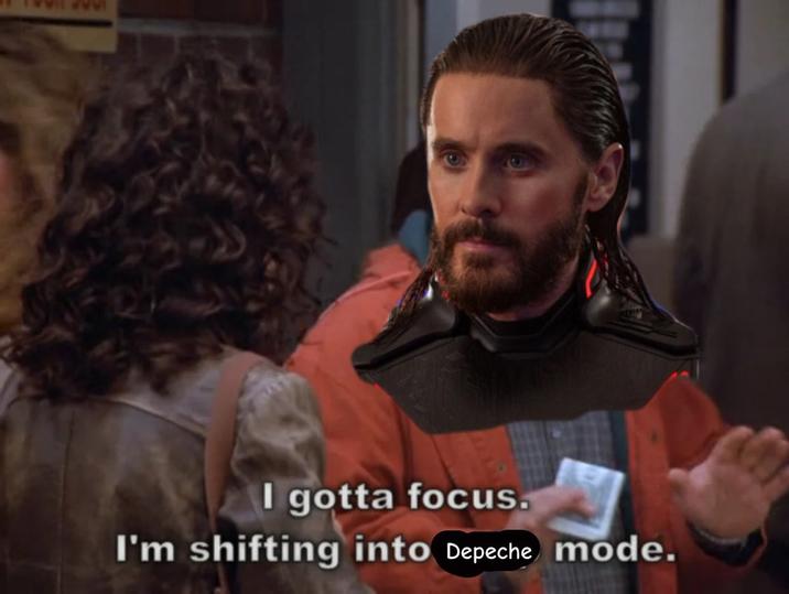 October 14th, 2025 tweet by @LeCinephiles X user @LeCinephiles posted a _Tron: Ares_ meme that read, "I gotta focus, I'm shifting into Depeche Mode." The post gathered over 1,200 likes in three days.