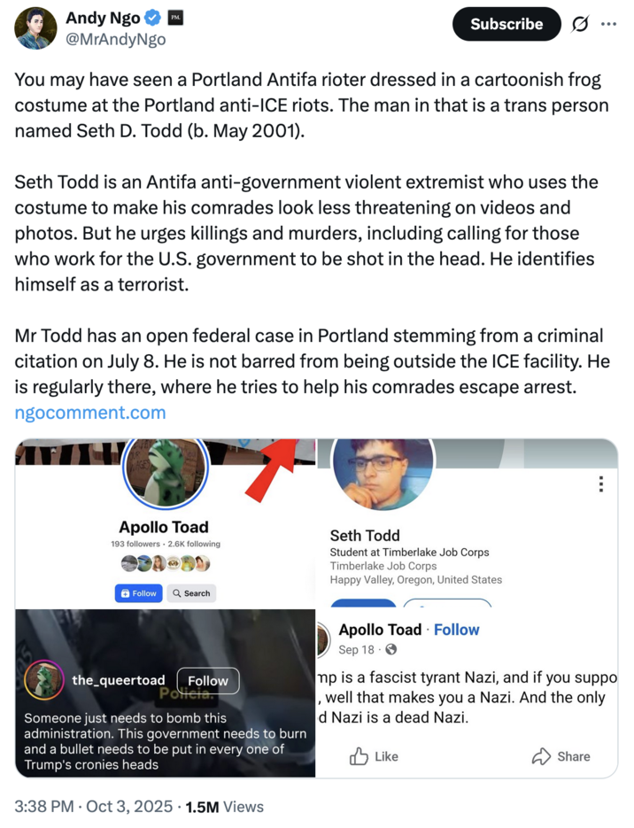 X user @MrAndyNgo tweeted information about the 