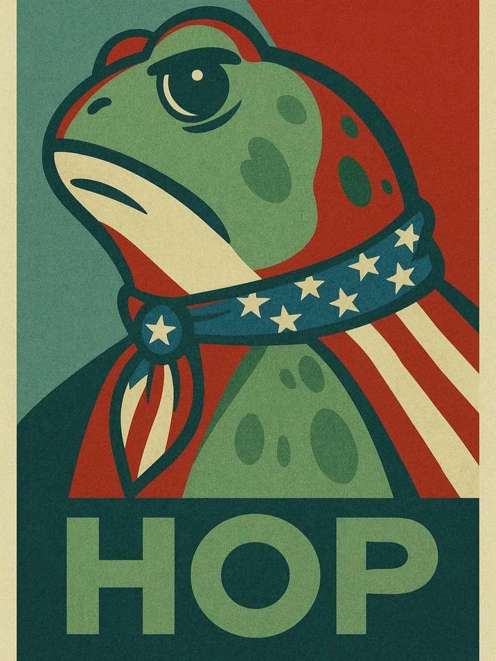 X user @YourAnonNews shared a poster commemorating the Portland Frog in the style of Obama's "HOPE" posters, gathering over 30,000 likes in a week.