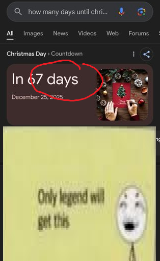 how many days until chri... All Images News Videos Web Forums Christmas Day > Countdown < In 67 days December 25, 2025 Only legend will get this ng