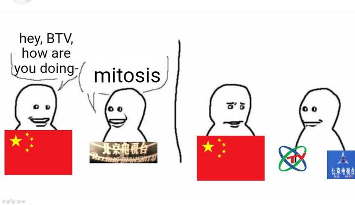 hey, BTV, how are you doing mitosis imgflip.com 北京电视台 P' Jary 北京电视台 BJK BERTU