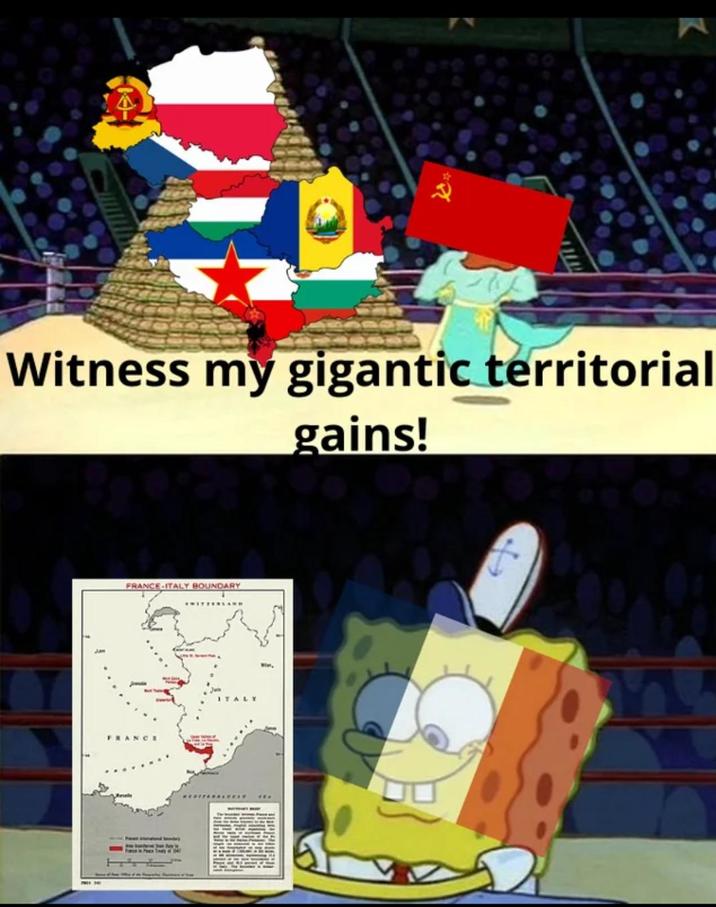 K Witness my gigantic territorial gains! FRANCE ITALY BOUNDARY H Pour and bunday ITA