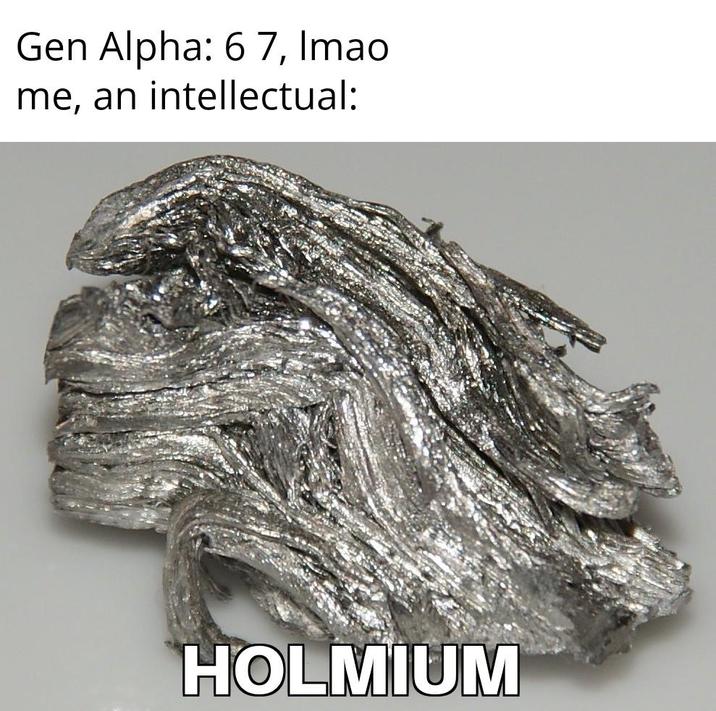 Gen Alpha: 67, Imao me, an intellectual: HOLMIUM