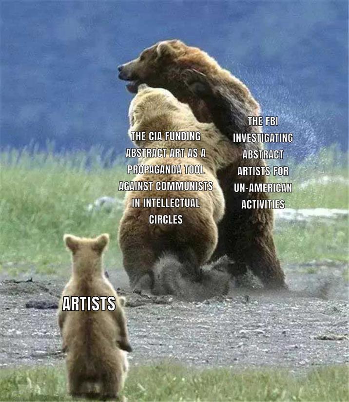 ARTISTS THE CIA FUNDING ABSTRACT ART AS A PROPAGANDA TOOL AGAINST COMMUNISTS IN INTELLECTUAL CIRCLES THE FBI INVESTIGATING ABSTRACT ARTISTS FOR UN-AMERICAN ACTIVITIES