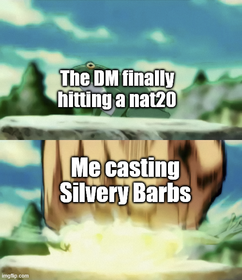 imgflip.com The DM finally hitting a nat20 Me casting Silvery Barbs