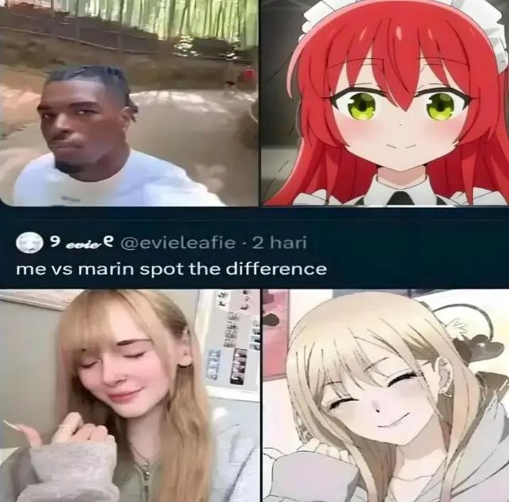 9 evie@evieleafie - 2 hari me vs marin spot the difference PEPE